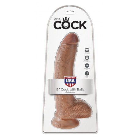 King Cock 9 inch Balls Tan