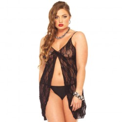 LEG AVENUE ROSE LACE BABYDOLL WITH GSTRING PLUS SIZE