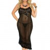 QUEENLINGERIE DRESS BLACK & THONG PLUS SIZE