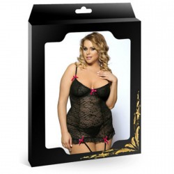 QUEENLINGERIE PLUS SIZE CORSET BLACK WITH GARTER 5XL