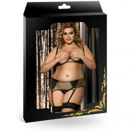 QUEEN PLUS SIZE 3PCS SET BLACK /GOLD 5XL