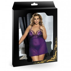 QUEENLINGERIE PLUS SIZE BABYDOLL PURPLE 3XL