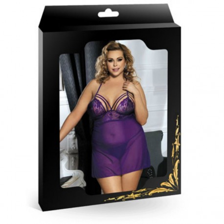 QUEENLINGERIE PLUS SIZE BABYDOLL PURPLE 3XL