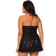 LEG AVENUE FLORAL LACE HALTER CHEMISE PLUS SIZE