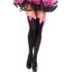 LEG AVENUE NYLON THIGH HIGHS WITH BOW BLACK / PINK