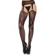 LEG AVENUE ALLURE NET GARTERBELT STOCKINGS WITH FLORAL PATTERN ONE SIZE