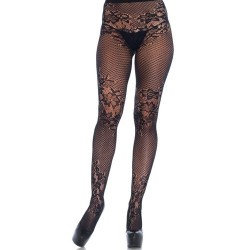 LEG AVENUE ALLURE NET AND LACE PANTYHOSE ONE SIZE