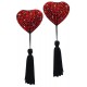 French Tassels Hearts red/blac